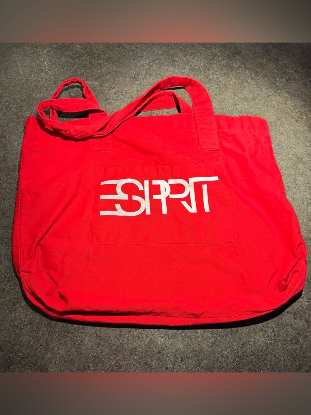 Esprit Bright Red Canvas Tote White Logo 80’s 90’s Gen X Millennials